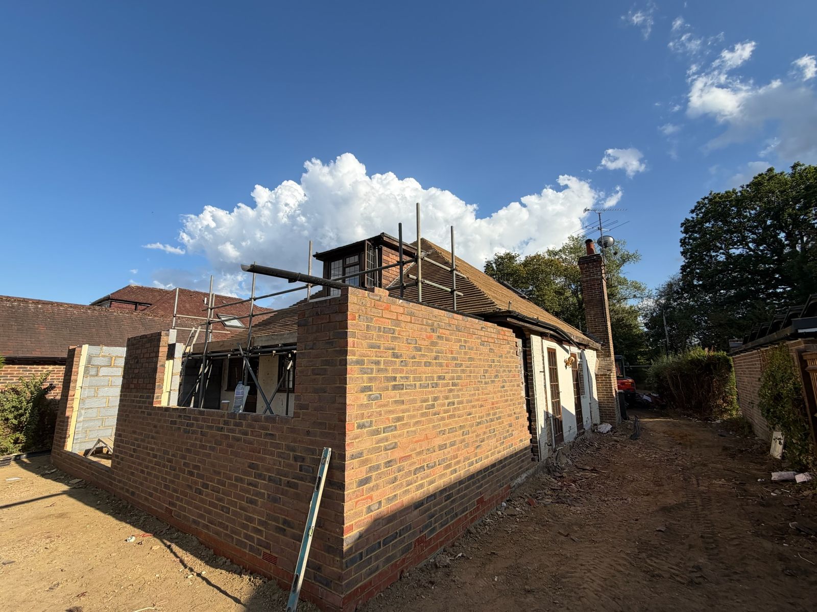 Brickwork rising on a new house extension